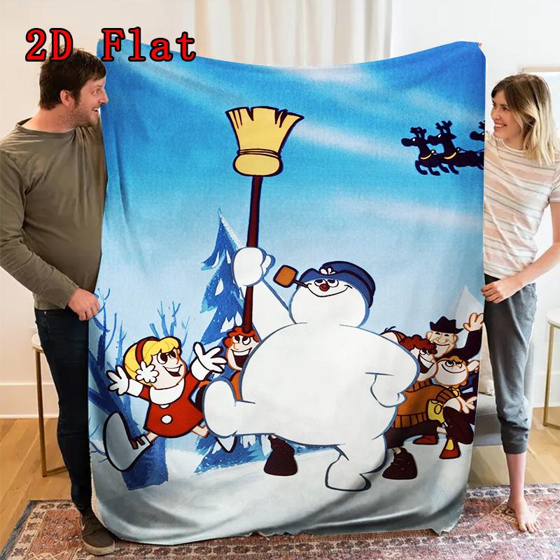 Frosty the Snowman 2D Flat Pattern Flannel Blanket High quality All Seasons Warmth and Comfort Perfect for Christmas Gifts.PMT0914014