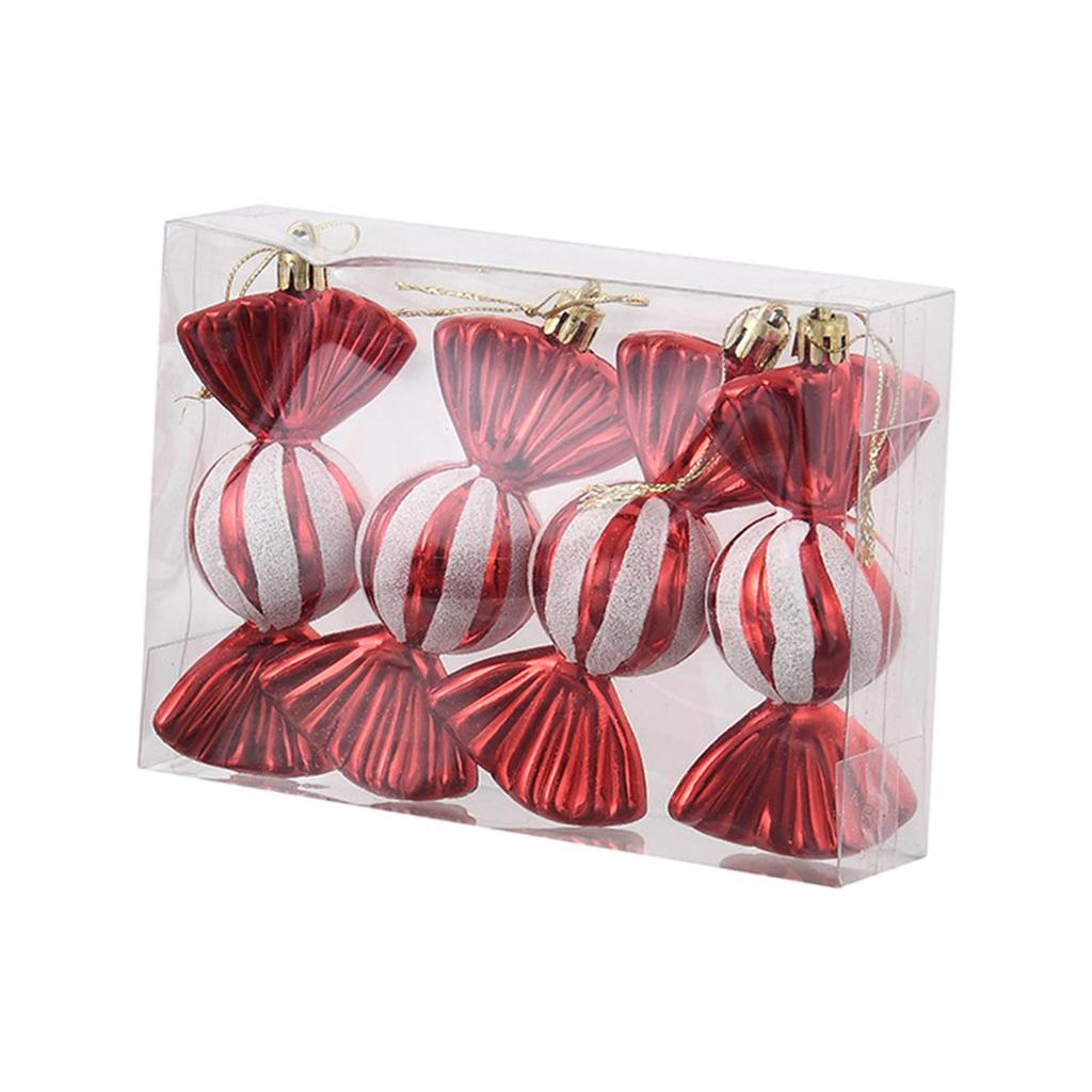 4 Pieces Christmas Candy Pendant Decoration Lovely Christmas Tree Ornaments with Rope for Birthday Festival Celebration