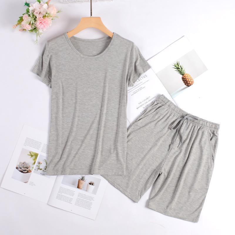 Women's Summer Modal Short Sleeve & Shorts Ice Silk Pajama Set - Breathable Casual Wear