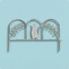Cat Fence Ornament Distressed Finish Metal Leafy Vine Scrollwork Iron for