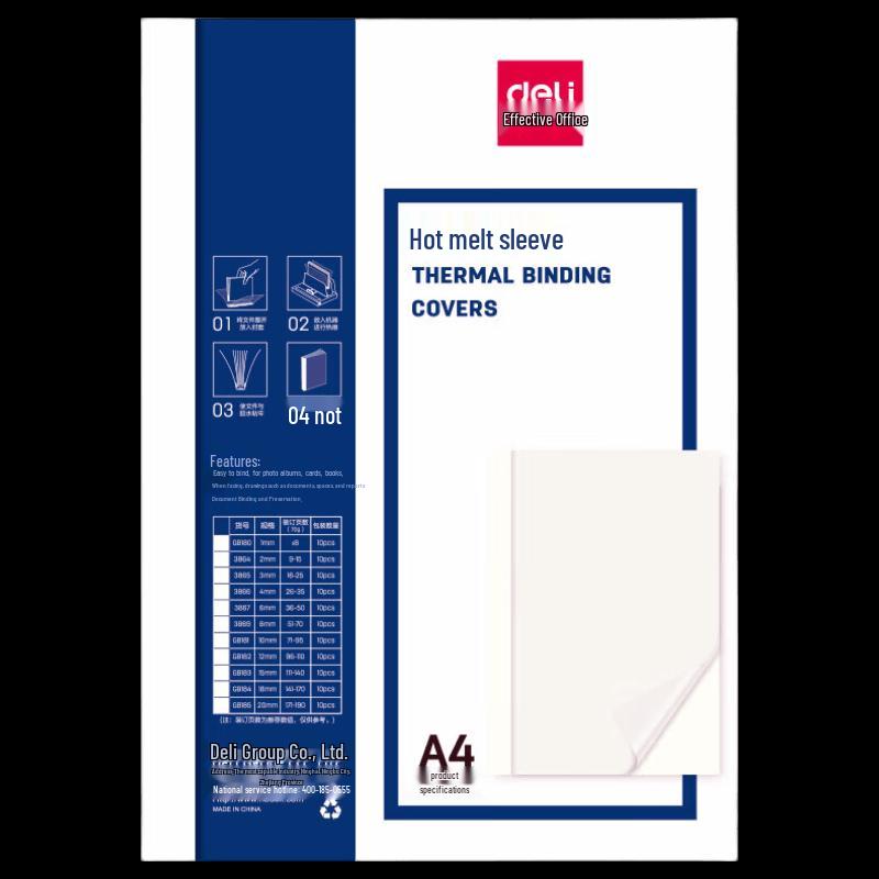 

Deli GB183 A4 Thermal Binding Covers, 15mm Spine CN plug (adapter included)