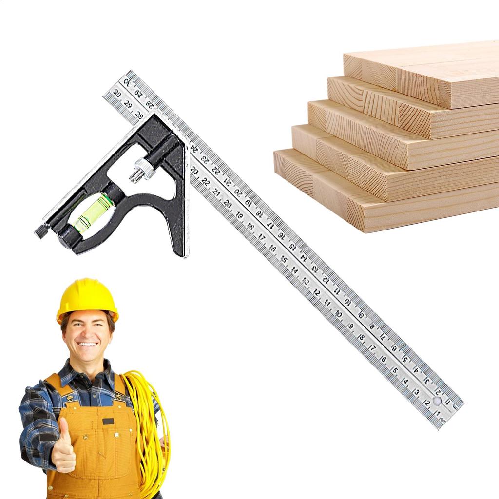 Carpenter Square Level Measuring Ruler Stainless Steel Measuring Adjustable Square For Home DIY Lovers Woodworking Electrician