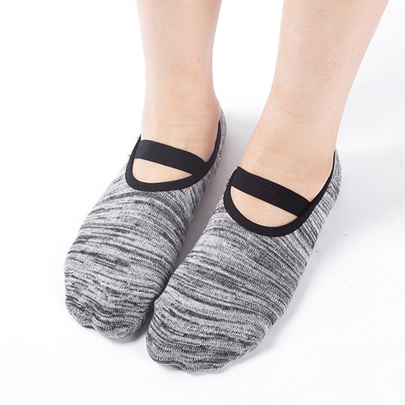 

1 Pairs Yoga Socks Quick-Dry Anti-slip Cushioning Pilates Bandages Ballet Socks Unisex Good Grip Cotton Socks gray free size#1