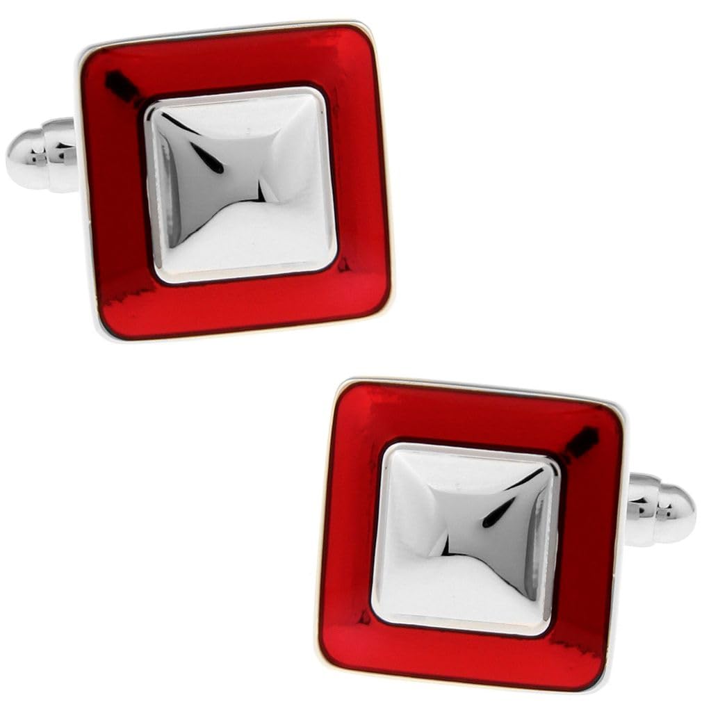 

Red Silver Square Enamel Cufflinks Cufflinks Cufflinks n01868 &