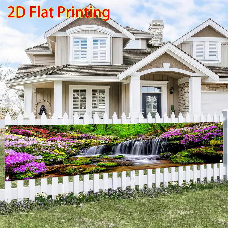 Spring Summer Tropical Plant Stream Fence Banner Outdoor Decor