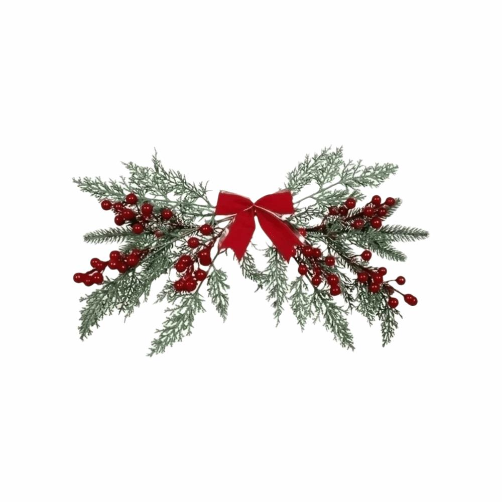 Plastic Artificial Christmas Decoration Red Berries Cypress Leaf Pendant  for Christmas Decoration