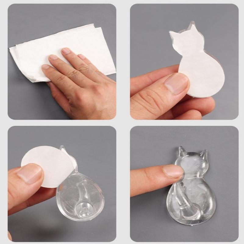 10Pcs Cat Hook No-Drilling Wall Hook No-Drilling Cat Wall Hook Multifunctional Wall Mounted Hook For Jacket Coat Towel Keys
