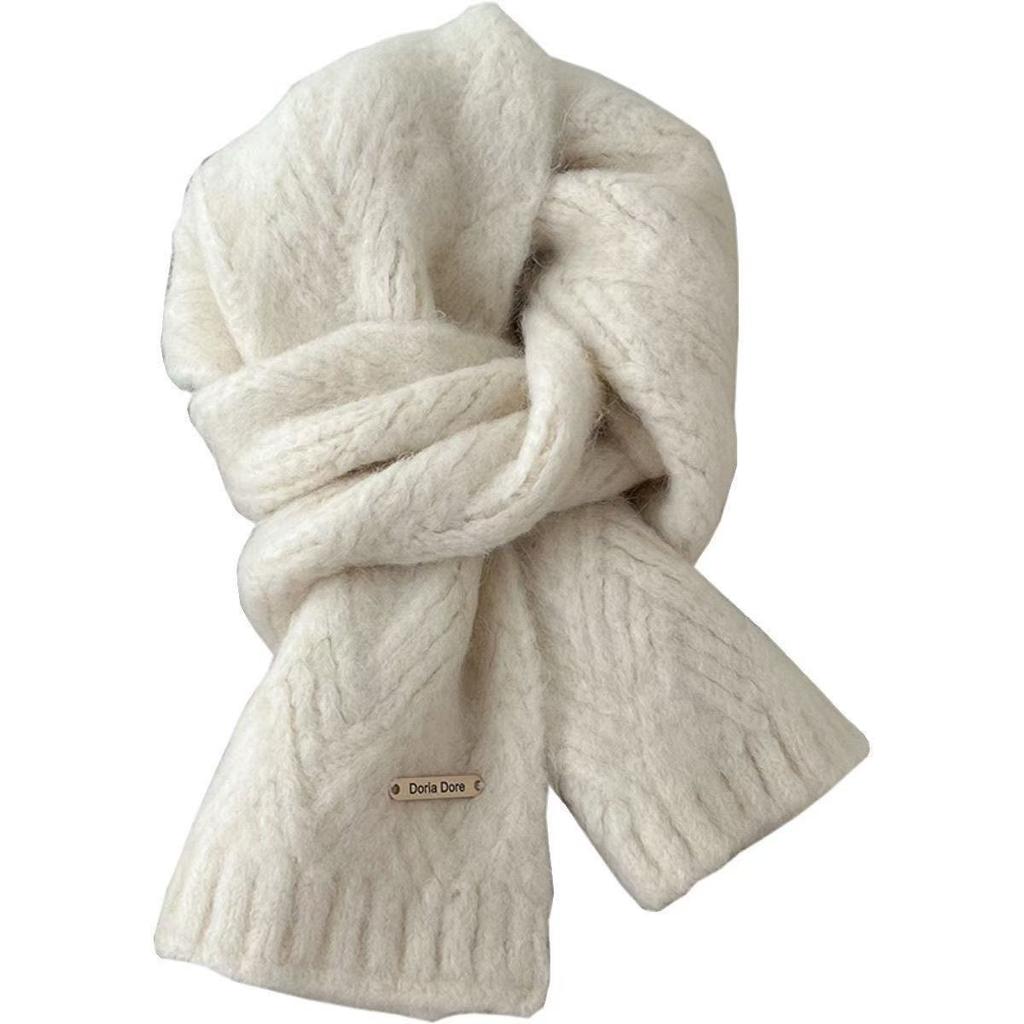 Knitted scarf keeps warm winter atmosphere, solid color lazy small scarf versatile high-end couple women's autumn and winter scarf