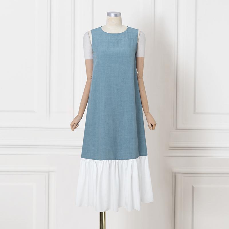 

ZANZEA Женское повседневное летнее платье без рукавов с круглым вырезом S синий