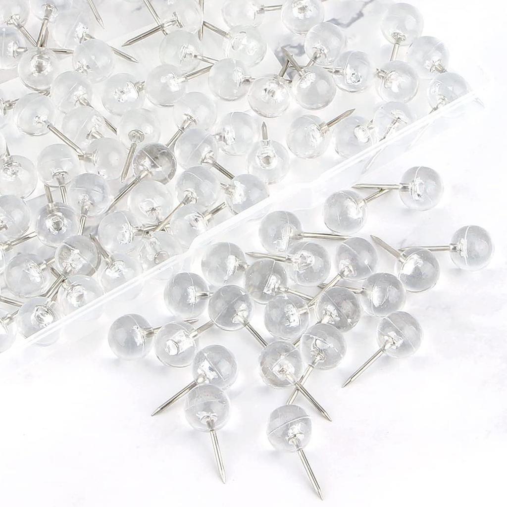 20pcs Transparent Sphericity Push Pins Eco-Friendly Photo Wall Tacks for Postcard Decoration Home Office School Bulletin Board