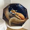 1pc Moonlit Fox Dreamscape Umbrella with Plastic Handle,Suitable for All Seasons Home Travel Outdoor UmbrellaDD467