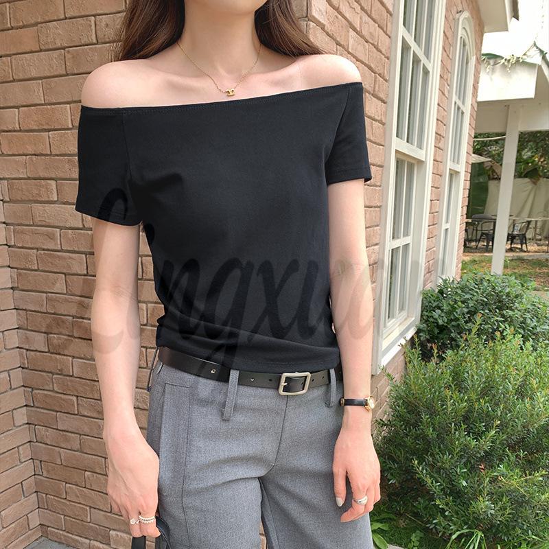 2026 Summer Asymmetrical One-Shoulder Slim T-Shirt for Women