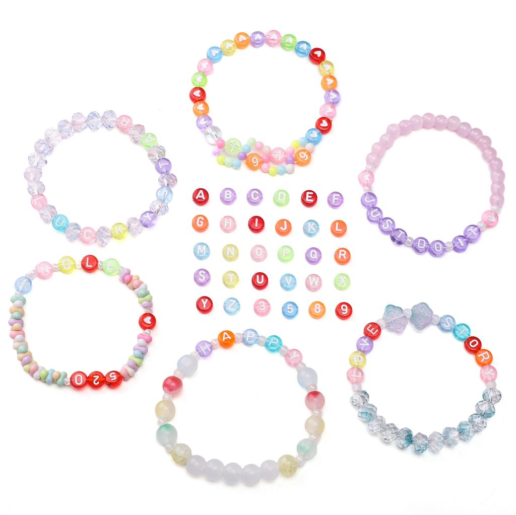 100Pcs Acrylic Letter Beads Round Loose Beads for DIY Bracelet Fashion Jewelry Making
