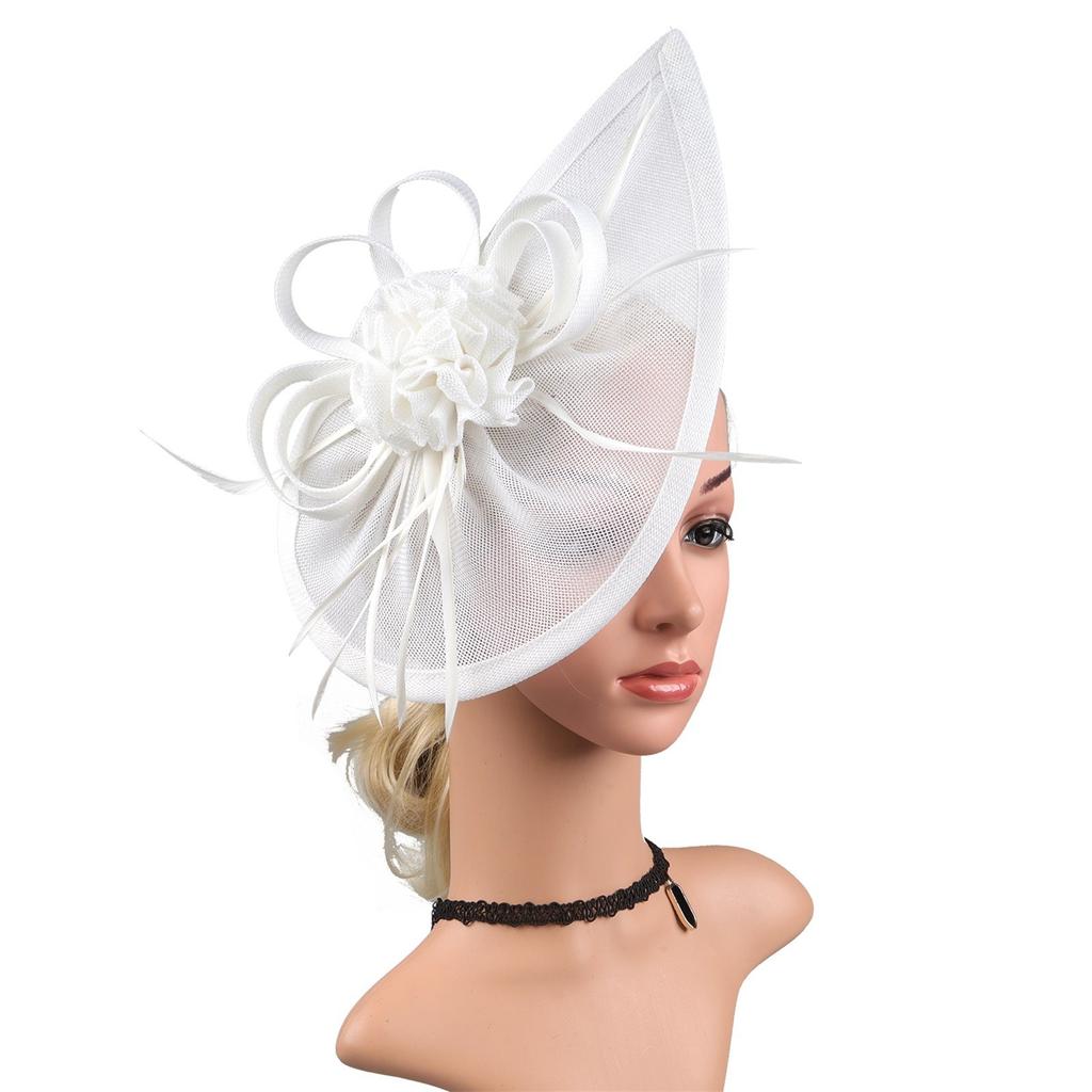 Transparent Mesh Hair Band Fascinator Hat Flower Feather Tea Party Hairband For Women Elegant Nightclub Hair Accessories