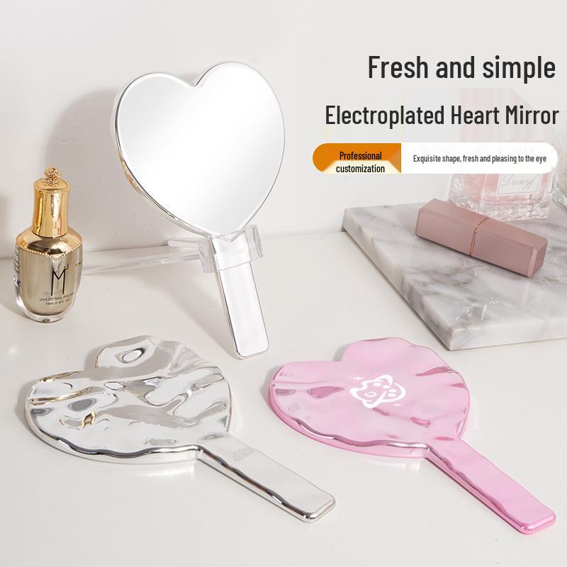 Heart-Shaped Portable Handheld Makeup Mirror - Cute, Exquisite, and Easy to Carry