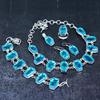 Ensemble de bijoux en argent sterling 925 fait main avec pierre précieuse topaze bleue u6G23