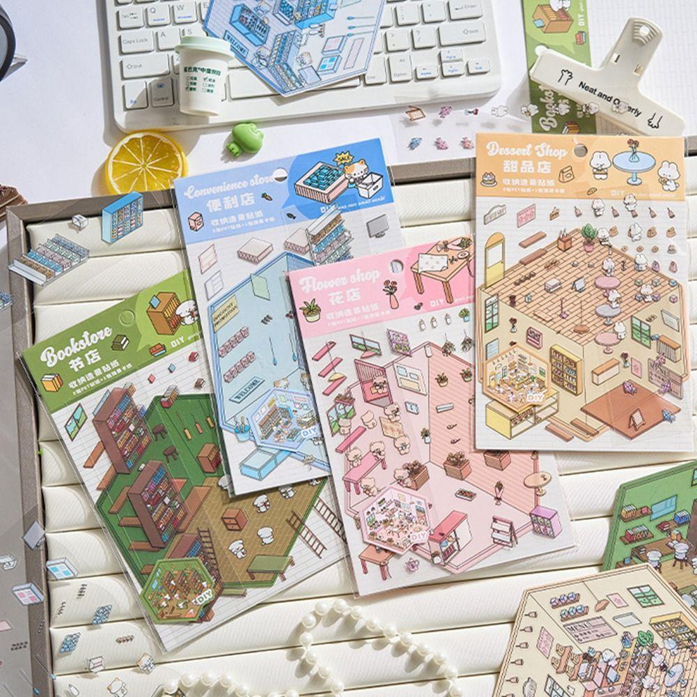 Decorative Visual Stacking Sticker DIY Landscape Notebook Sticker Miniature Scene 3D Stickers