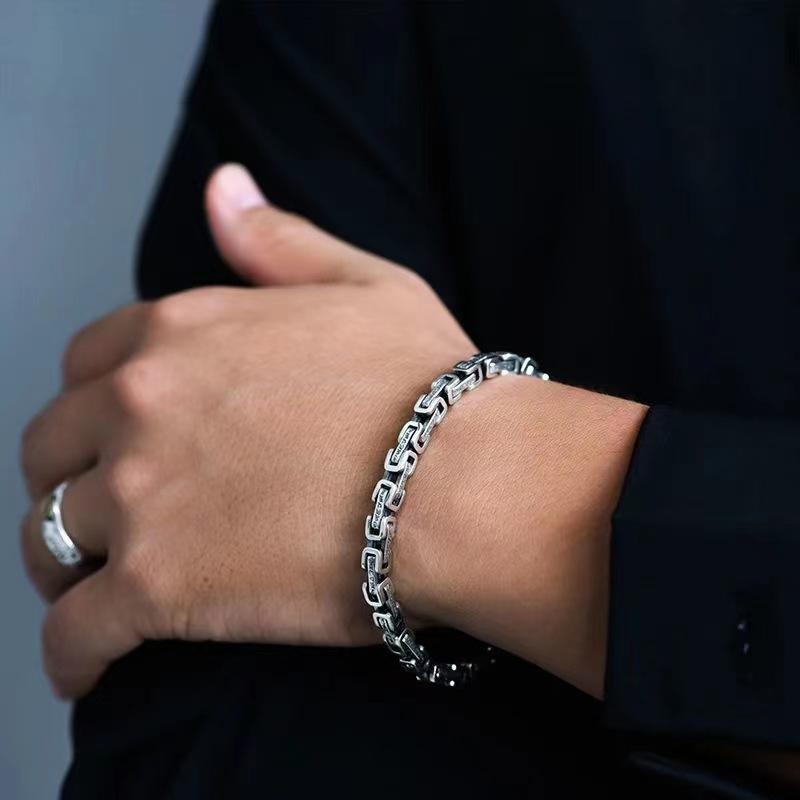 Papas Hanfeng Dragon Pattern Six Character Mantra Ring Bracelet for Men's Trendy Retro Trendy Hip Hop Personality Men's Simplicity