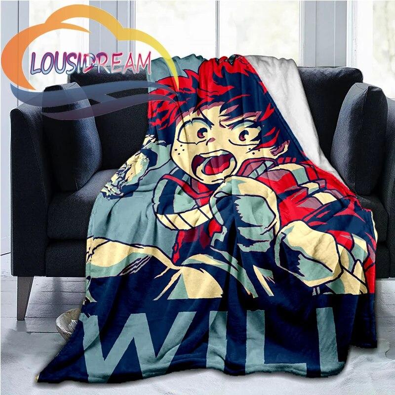 My Hero Academia Nadýchaná vlněná deka Flanel Hřejivost Měkká plyšová pohovka Throw čtvercová deka Tourist