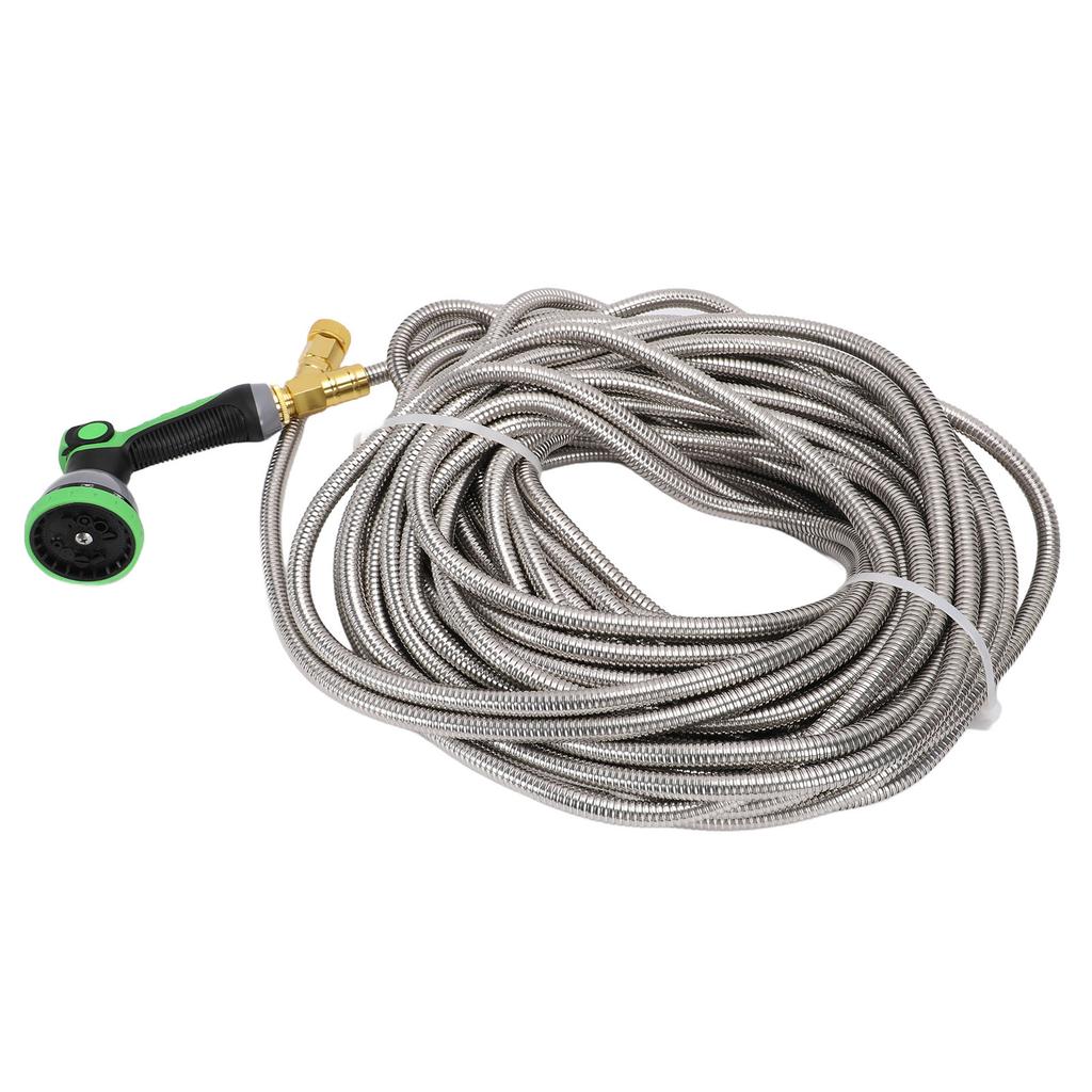 Garden Hose with Nozzle 100FT Stainless Steel Chew Proof Heavy Duty Flexible Water Hose for Outdoor Yard Lawn RV Car