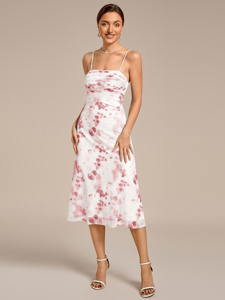 Ever-Pretty Women's Floral Sleeveless Adjustable Multiway High Stretch Midi Wedding Guest Dress