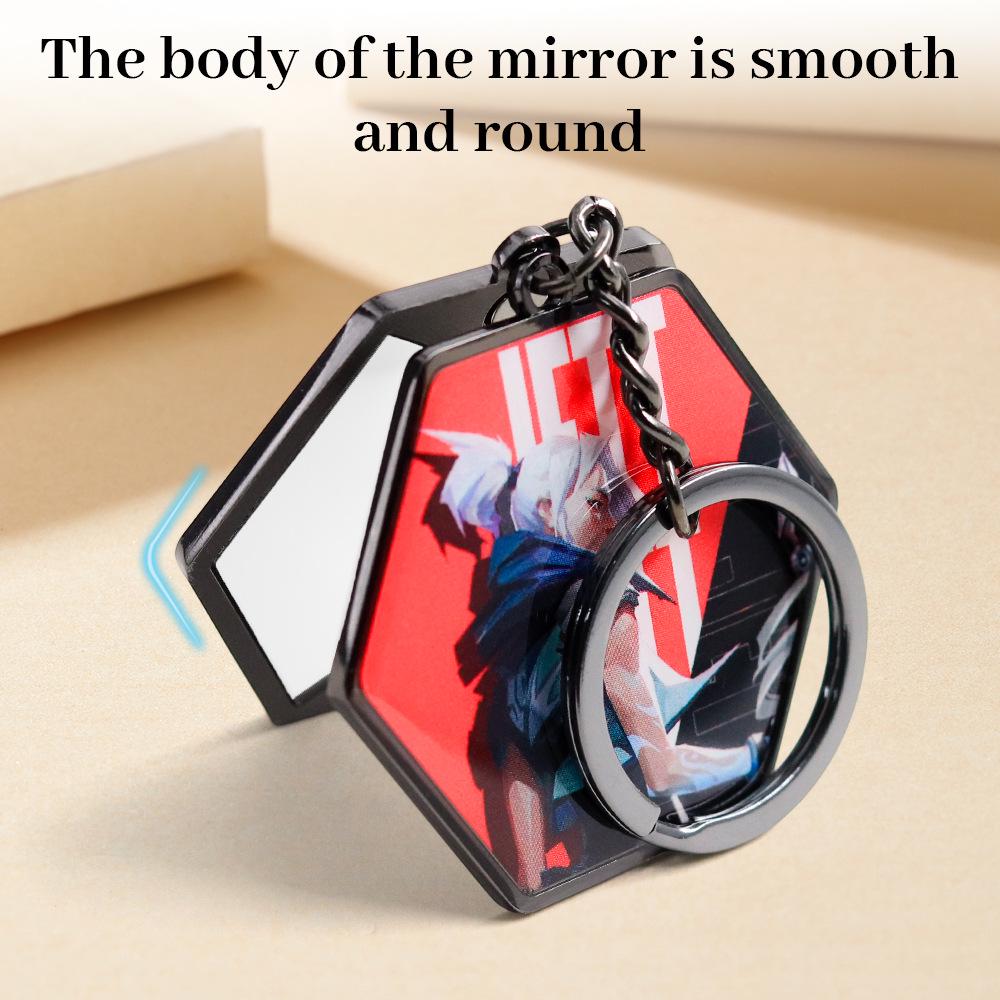 Dual-Sided Mirror Keychain: Game-Themed Key Ring, Car/Bag Pendant, Fan Gift, Makeup Mirror.