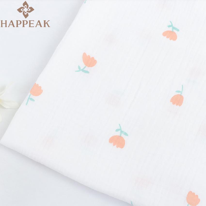 HAPPEAK Muslin Fabrics Printed Double Cotton Gauze Fabric Textile for Baby Swaddles
