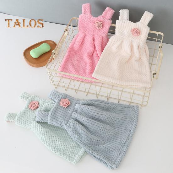 Hand Towel Princess Dress Shape Wipe Towel Soft Coral Fleece Hanging Towel for Home Kitchen Bathroom