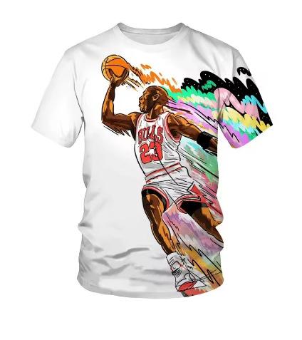 2024 Summer Boys Basketball Star 3D Printing Fashion Boys and Girls T-Shirt Street Sports XXS