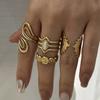 Stainless Steel Vintage Geometric Sunburst Ring For Women Red Love Heart Spiral Flower Finger Rings Party Aesthetic Jewelry Gift