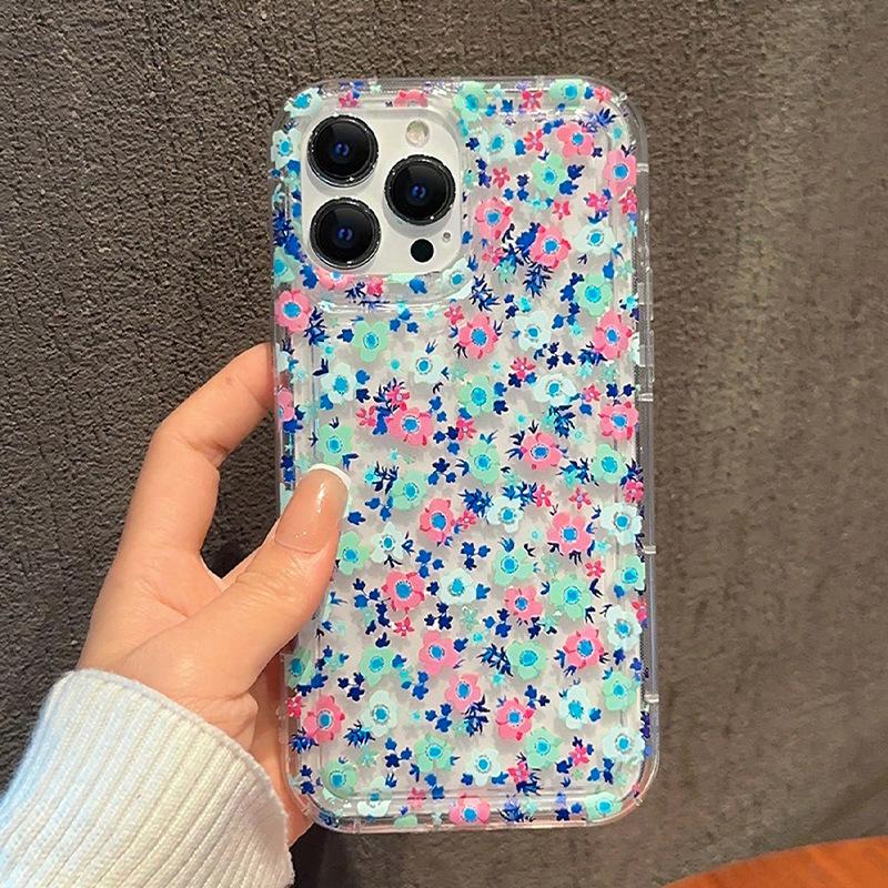 Red and Blue Flower for Apple 15/14/13 Promax Mobile Phone Case 12/11pro Soft Case Xr/xs Anti-drop 7/8