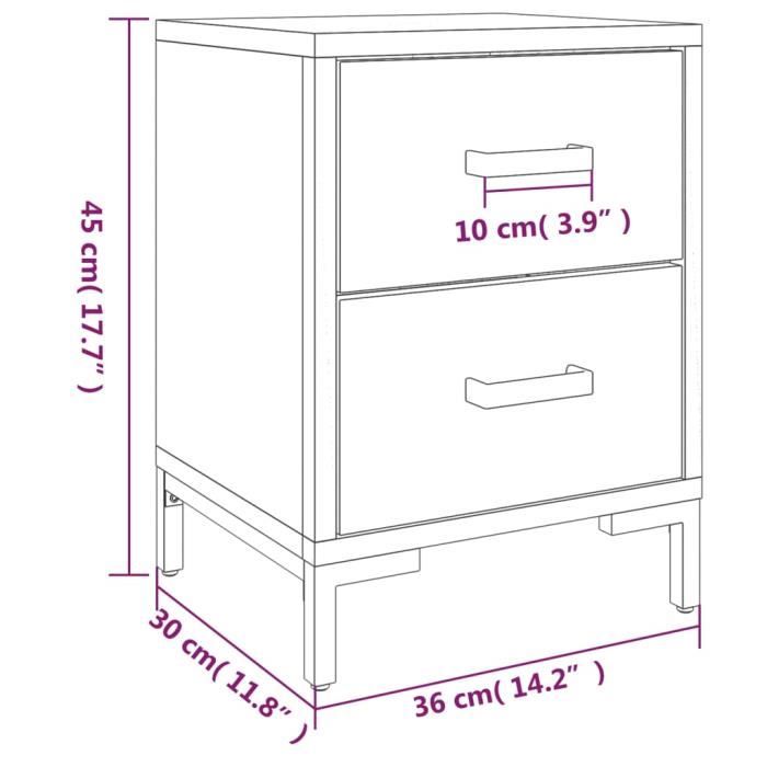 3120339 vidaXL Tables de chevet 2 pcs Noir 36x30x45 cm Bois de pin massif