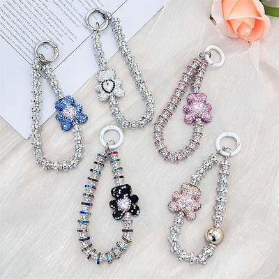 Neuer Diamantbesetzter Liebesbär Handy-Lanyard Kurze Handheld-Handykette Weibliche Handgelenk-Hängekette Glitzernder Diamant Weiblich