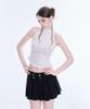 Akeumeseodeu Mock Neck Rib Sleeveless Top (White)