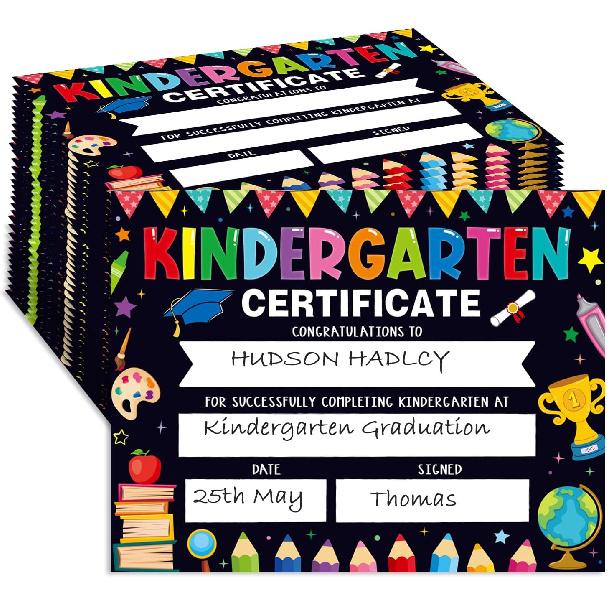 30 Piece Kindergarten Certificate - Preschool Color Graduation Certificate Kindergarten Graduation Supplies Children s Student Achievement Award 8.5 чёрный