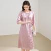 TUHUANG 19 Momme Silk Jacquard A-Line Dress