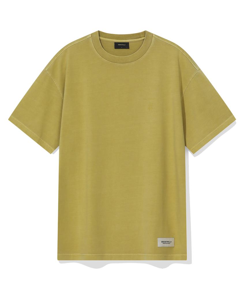 BEENTRILL Vintage Stamp Hashtag Dyed Short Sleeve T-Shirt (Mustard)