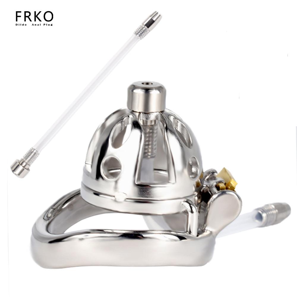 FRKO Mini Metal Chastity Cage With Silicone Urethral Catheter Cock Lock Sissy Chastity Cage Ejaculation BDSM Sex Product For Men Adult Intimate Pleasu