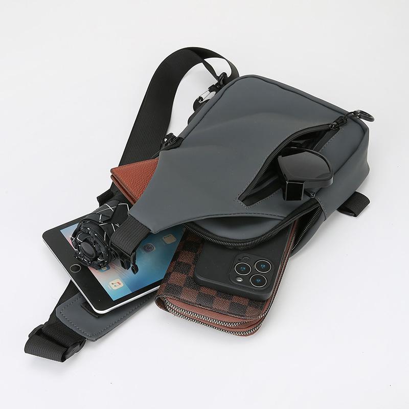 Men Bag Fashion New Solid Color Men Chest Bag Outdoor Casual Fashion One Shoulder Crossbody Bag USB Charging Shoulder Bags