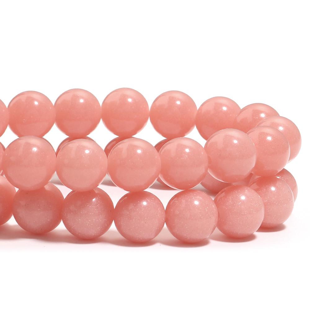 Natural Stone Beads 6 8 10mm Pink Luminous Stone Round Loose Spacer Beads For Jewelry Making DIY Bracelets Necklace Accessories