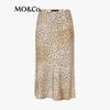 MO&Co. Leopard Print Silk A-Line Midi Skirt