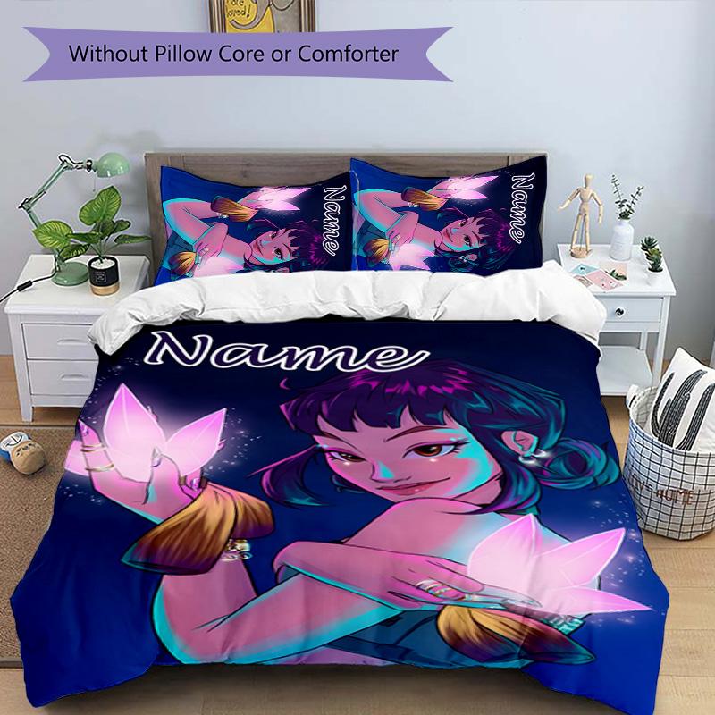 3pcs KPop Demon Hunters14 Cover Set - Personalized Name, HD Printed Bedding with 1 Cover and 2 Pillowcases - Perfect for Home Decor, Easy Care