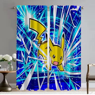 Pokémones Home Interior Curtains 2 Pieces Blackout Curtain for Room 2 Panel Tulle for Bedroom Partition Shades Living Kitchen