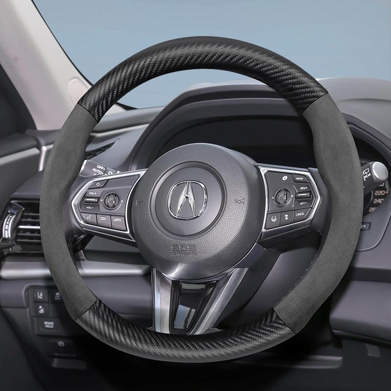zkfan8 Suitable for Acura Suede Matte Carbon Fiber Texture Steering Wheel Cover Suitable for Mdx Rsx Integra Tl 2009 Ilx Rl Rdx