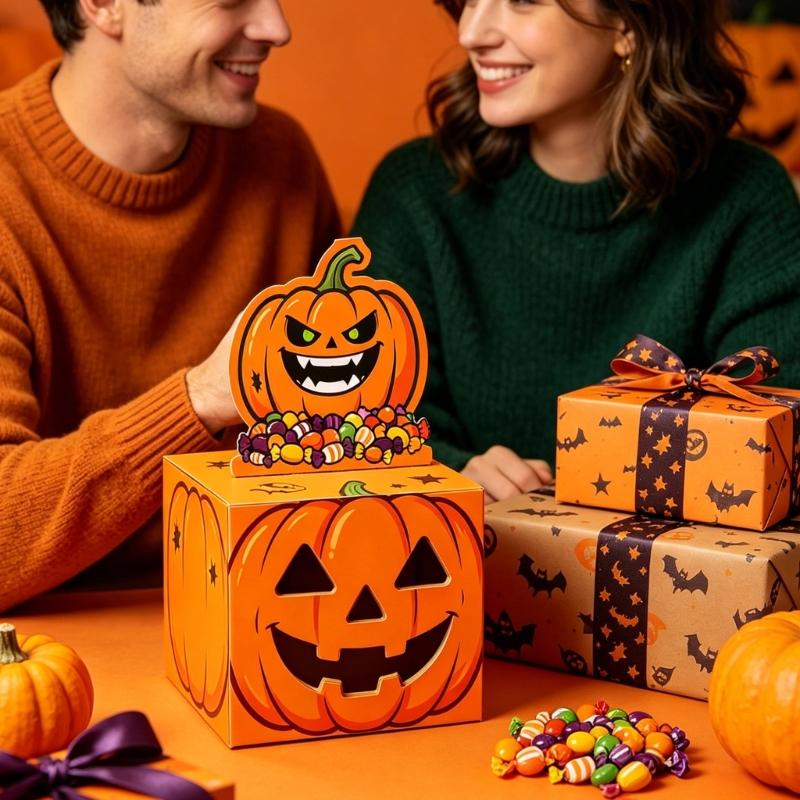Character Face Pull out Money Gift Box Halloween Theme Paperboard Cash Reveal Box for Halloween Party Tables Decoration