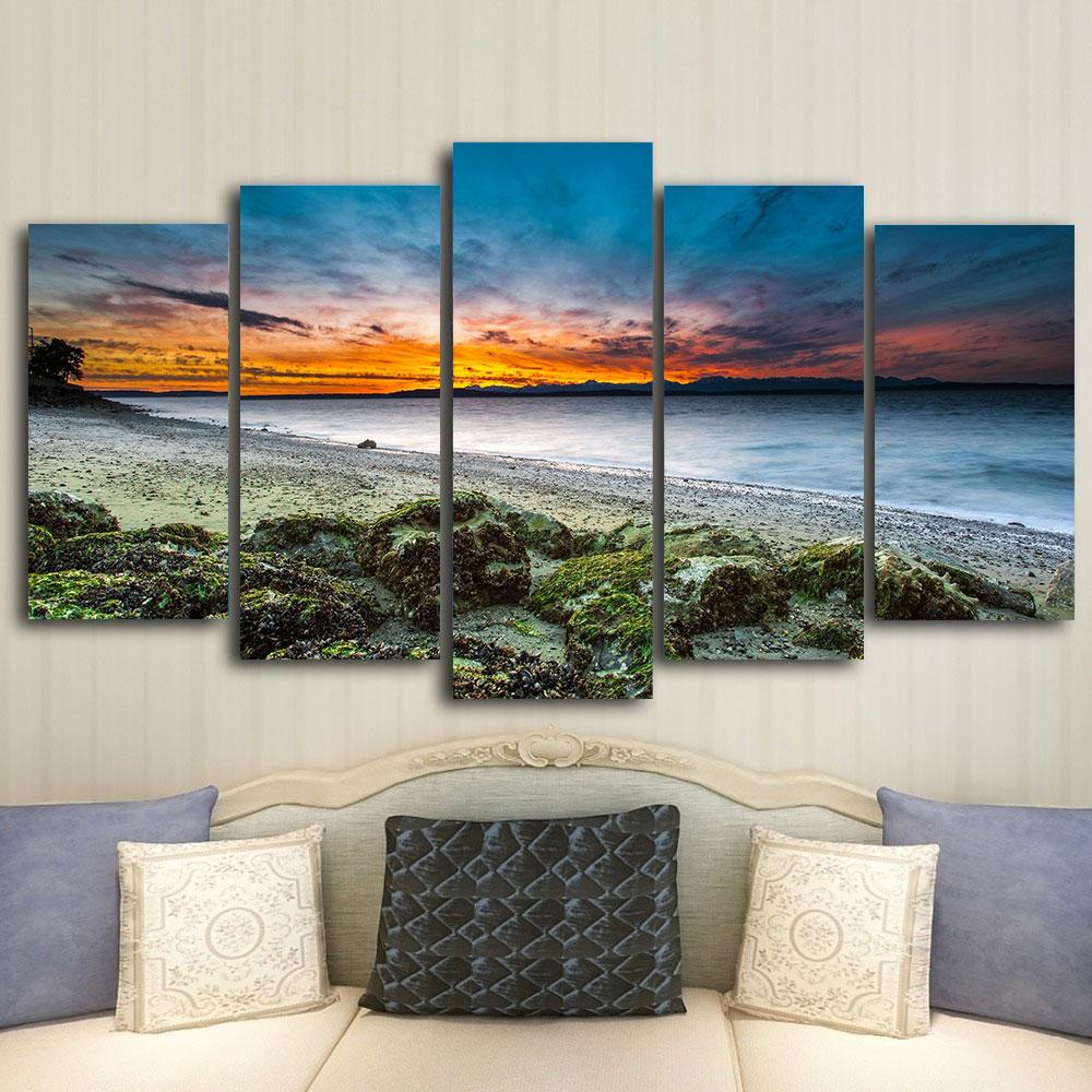 5pcs Seascape Wall Pictures Beach Sea Ocean Canvas Painting Wall Art Landscape Posters Prints for Living Room Decor No Frame