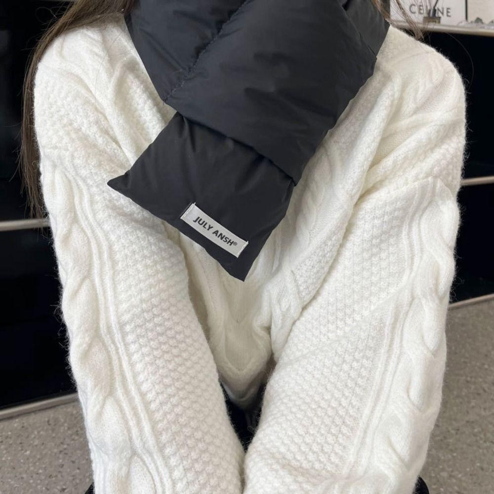 Warm Wrap Korean Style Scarf Solid Color Autumn Winter Shawl Scarf Casual Down Neck Scarf  Warm