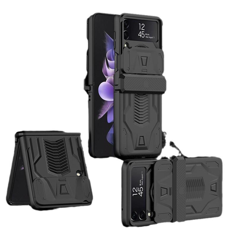 Full Coverage Magnetic Snap Case With Kickstand Ring Galaxy Z Flip4 Shockproof Protection