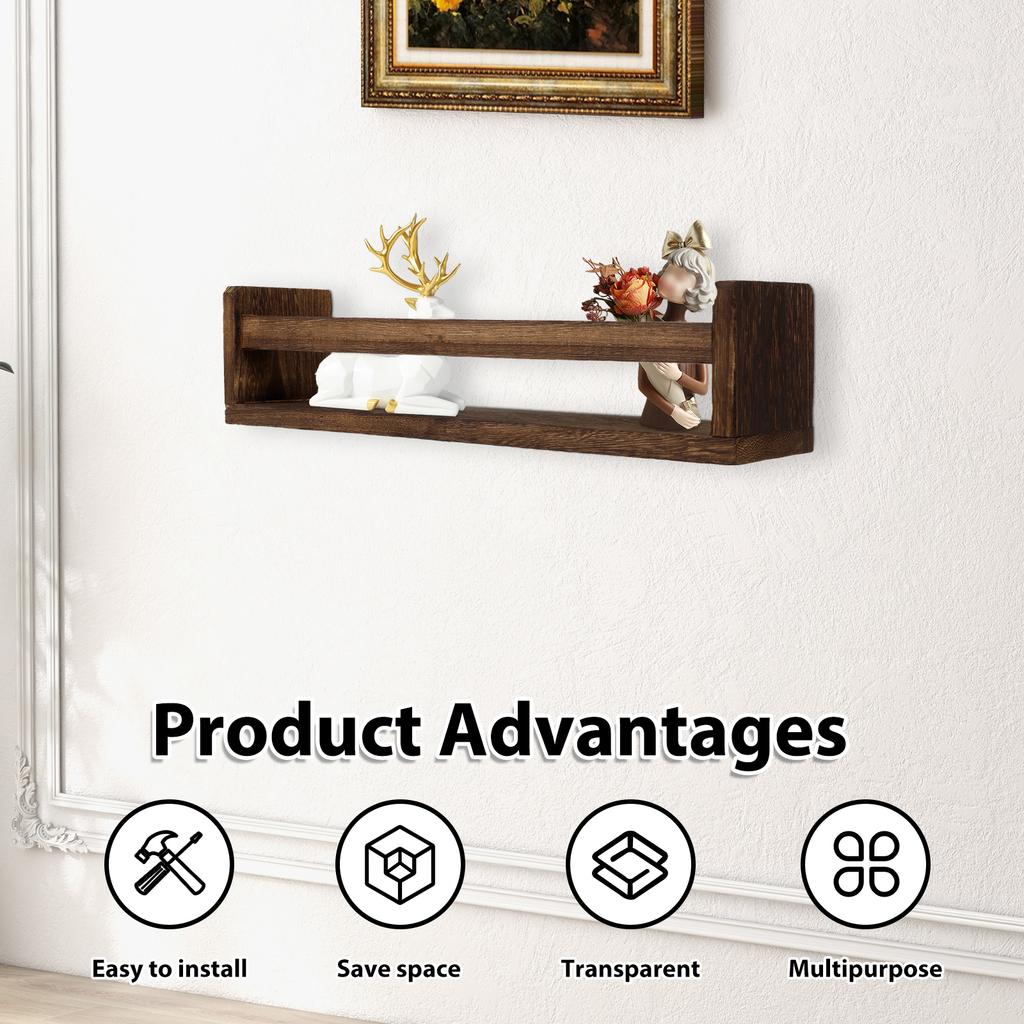 3Pcs Wooden Floating Shelves Wall Mounted Book Shelves Multi purpose Storage Rack Floating Nursery Book Shelves for Home Bedroom