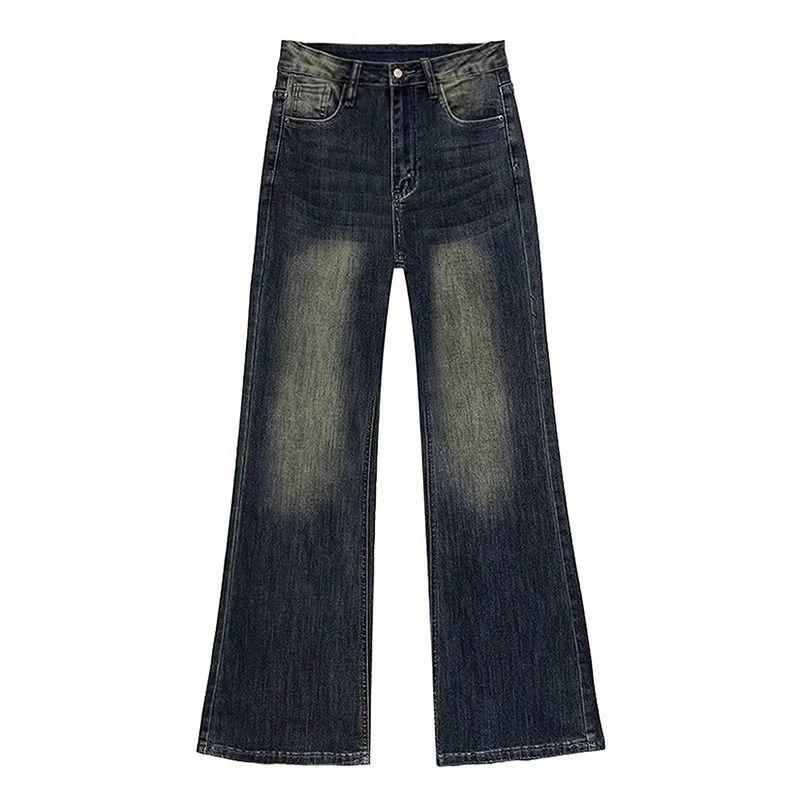 Women's High Waist Retro Blue Micro-Flare Jeans - Plus Size Slimming Fit for Pear-Shaped Bodies In Autumn/Winter